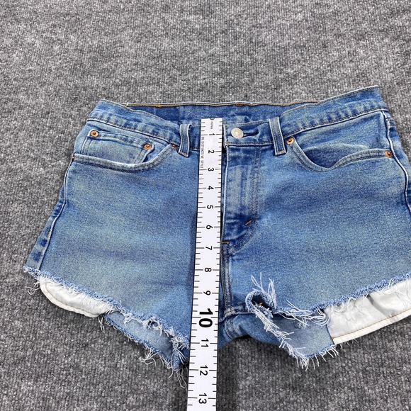 Levis Cut Off Shorts Women 31 Blue 511 Jorts Distressed Daisy Duke Booty Biker - Picture 9 of 11